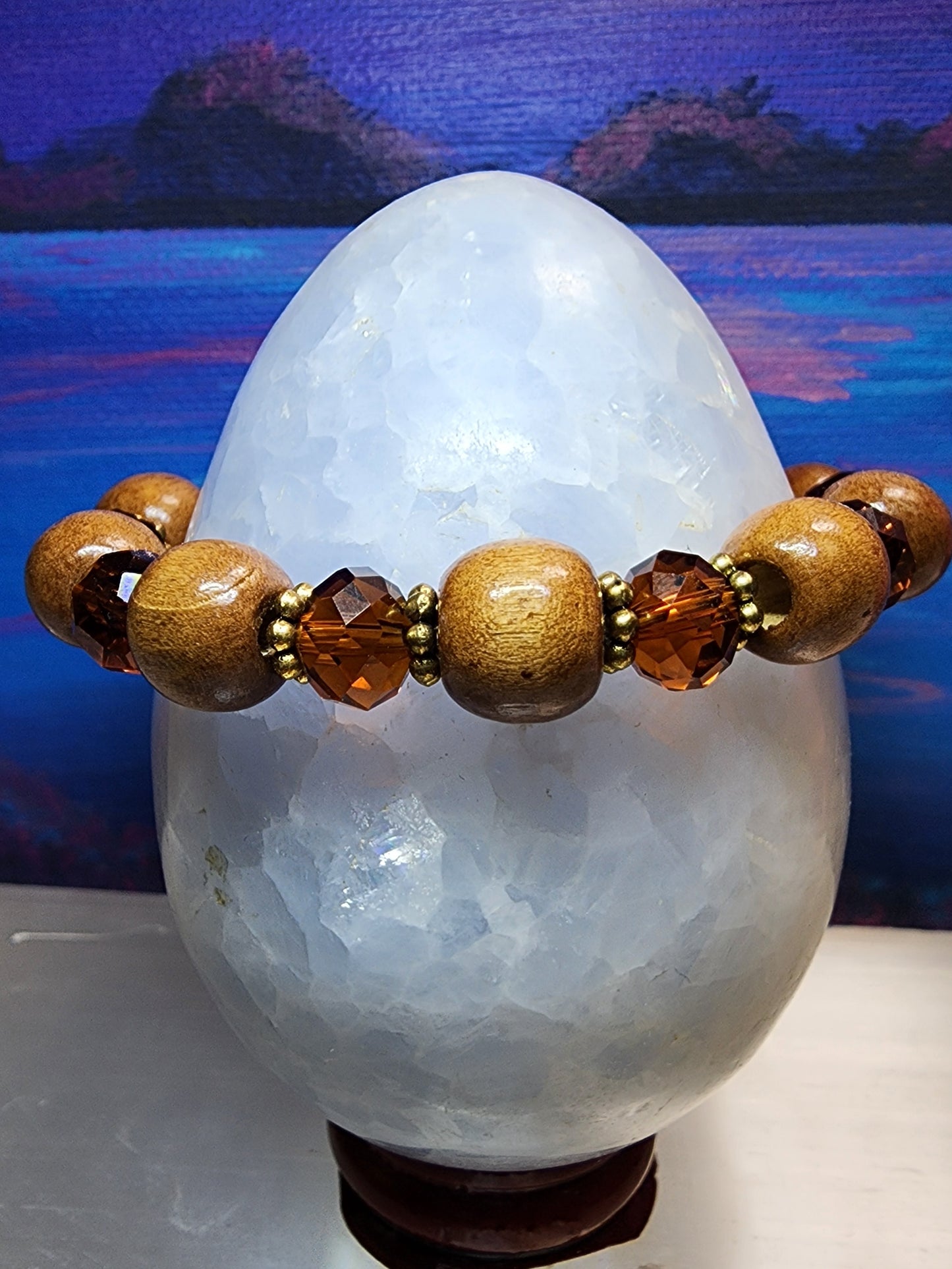 Wood and glass bracelet