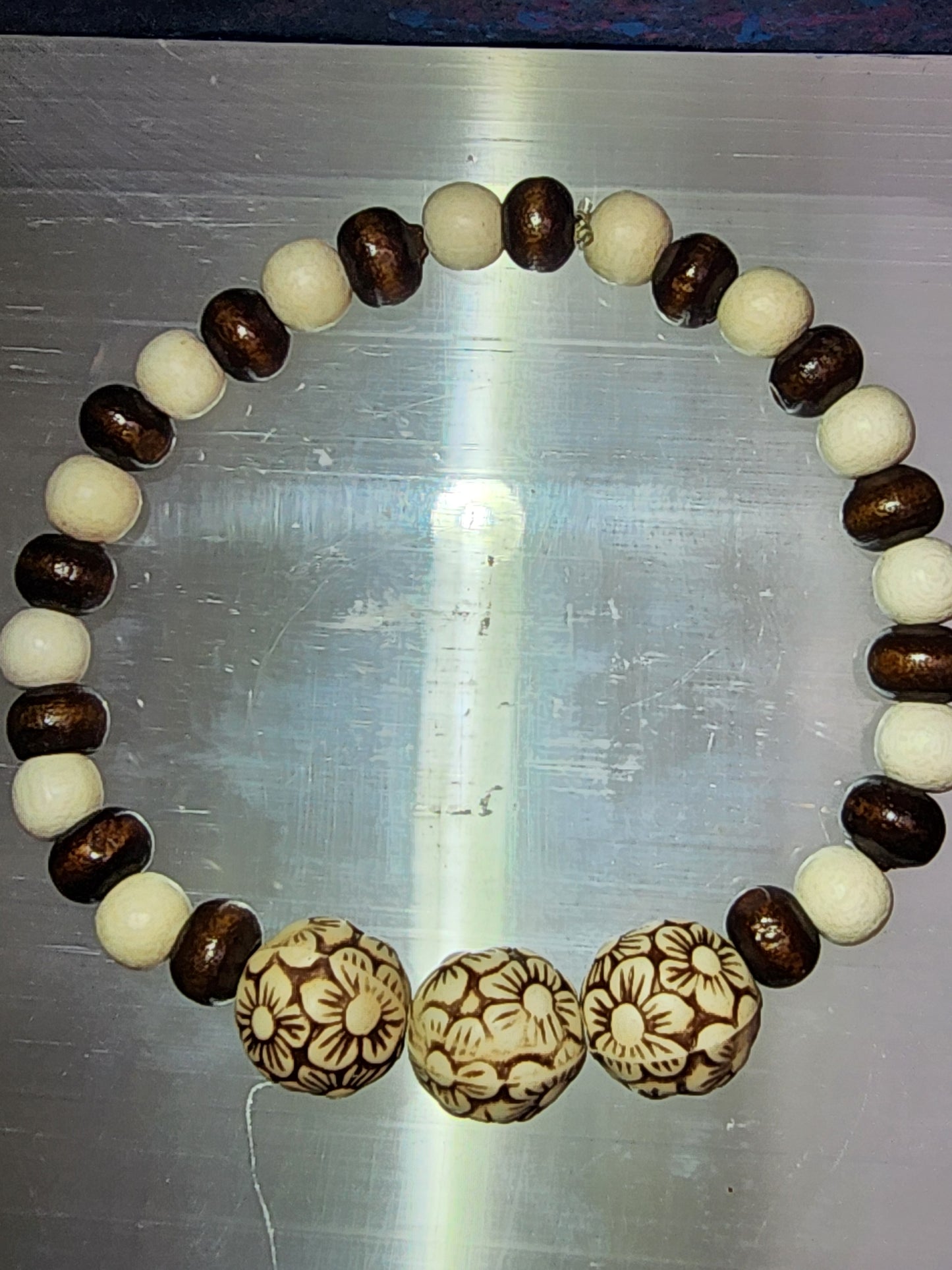 Wooden & polymer clay bracelet