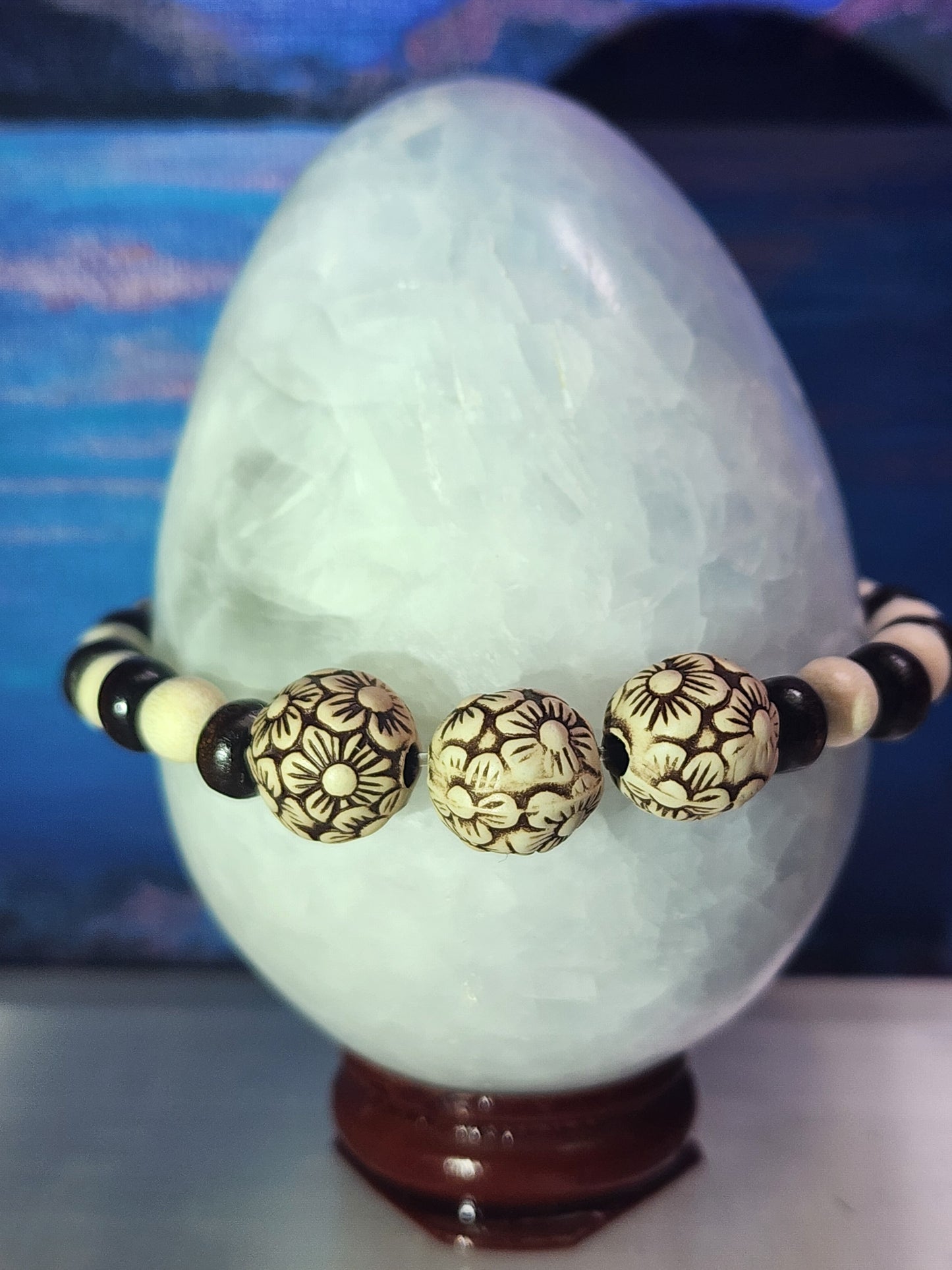 Wooden & polymer clay bracelet