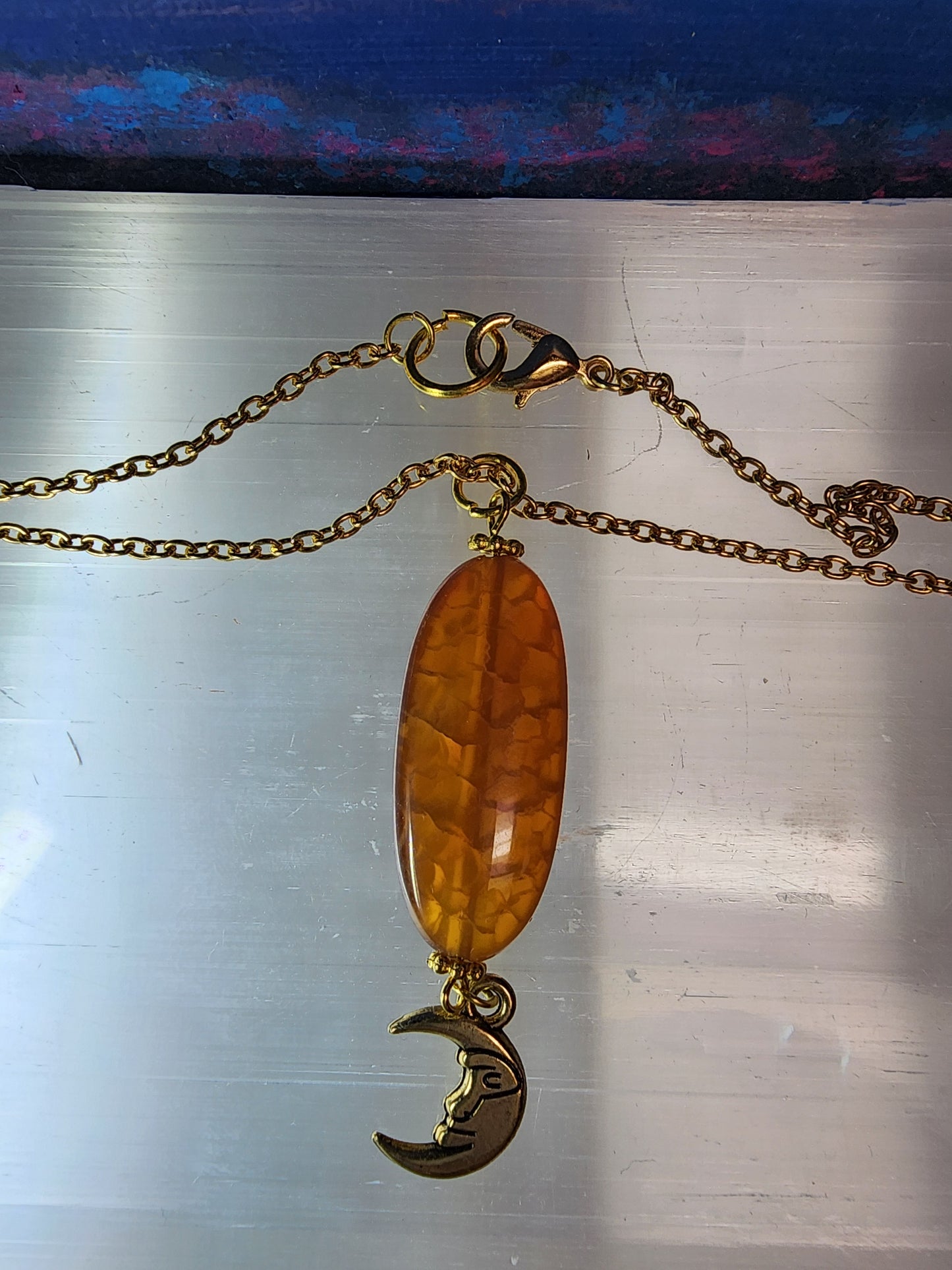 Dyed agate charm necklace