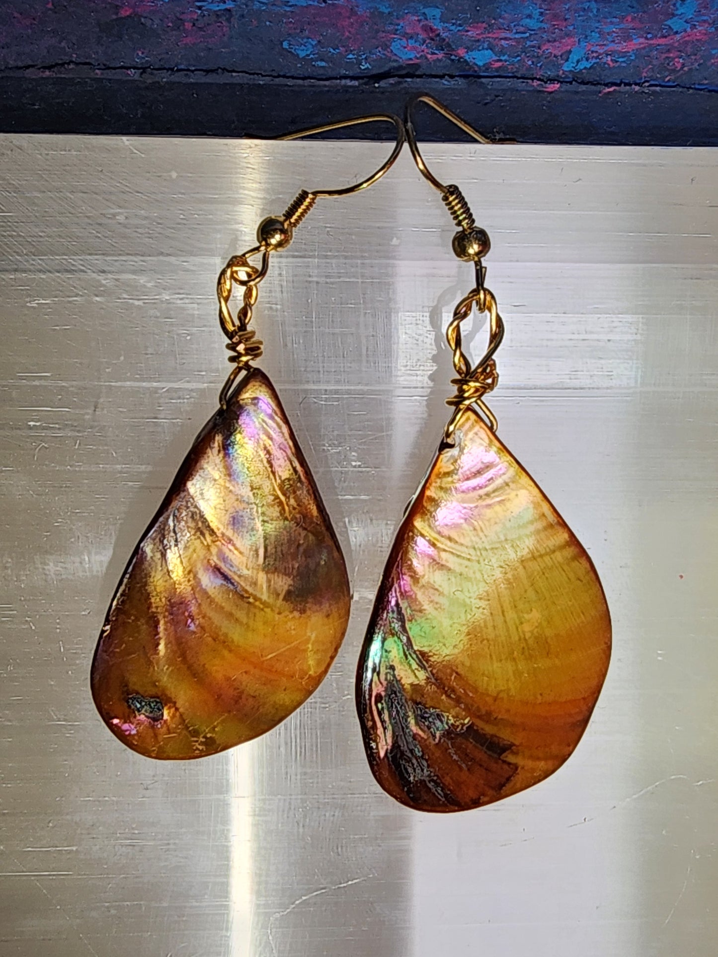 Dyed mother of pearl earrings