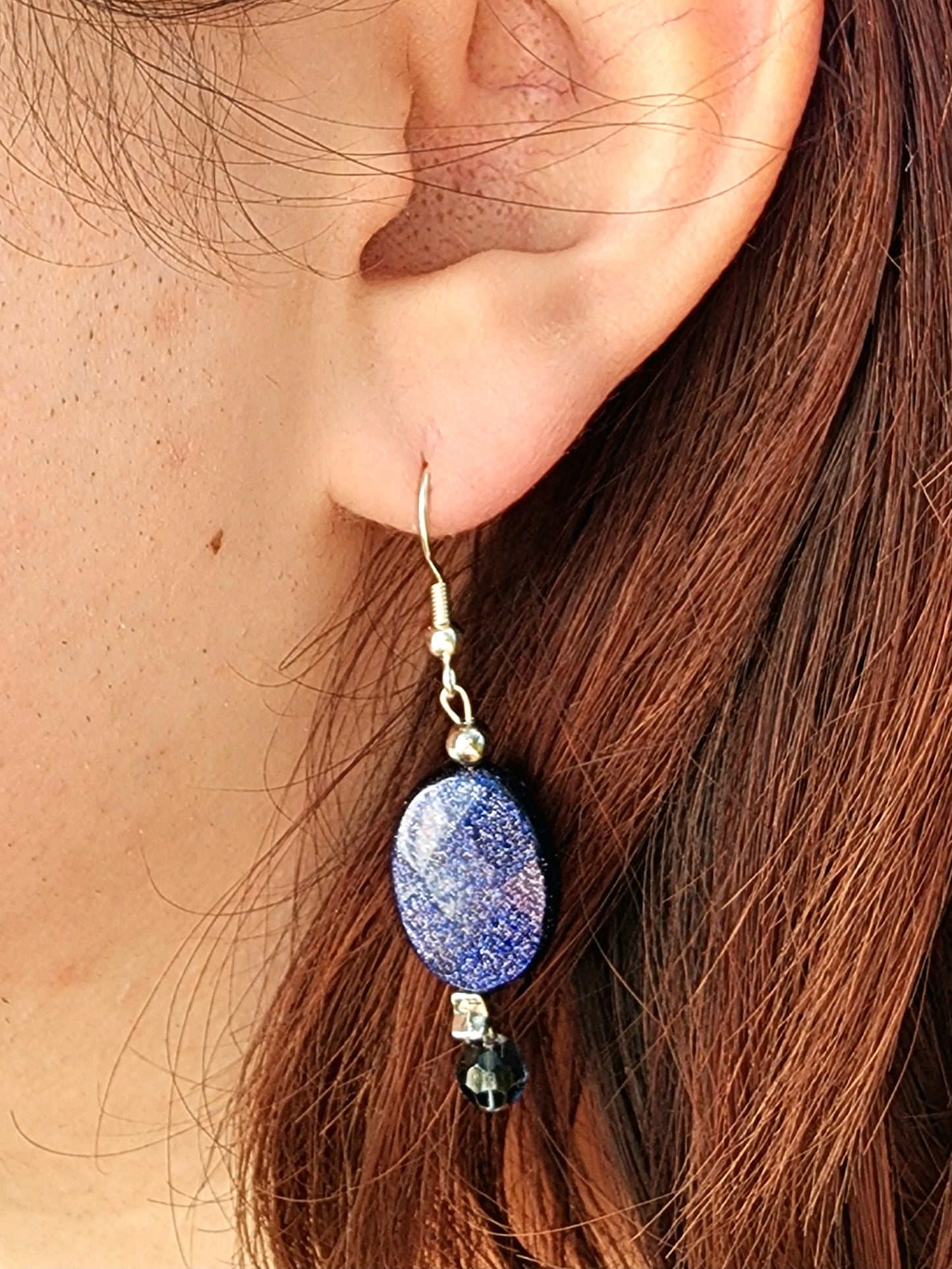 Blue Goldstone & star earrings
