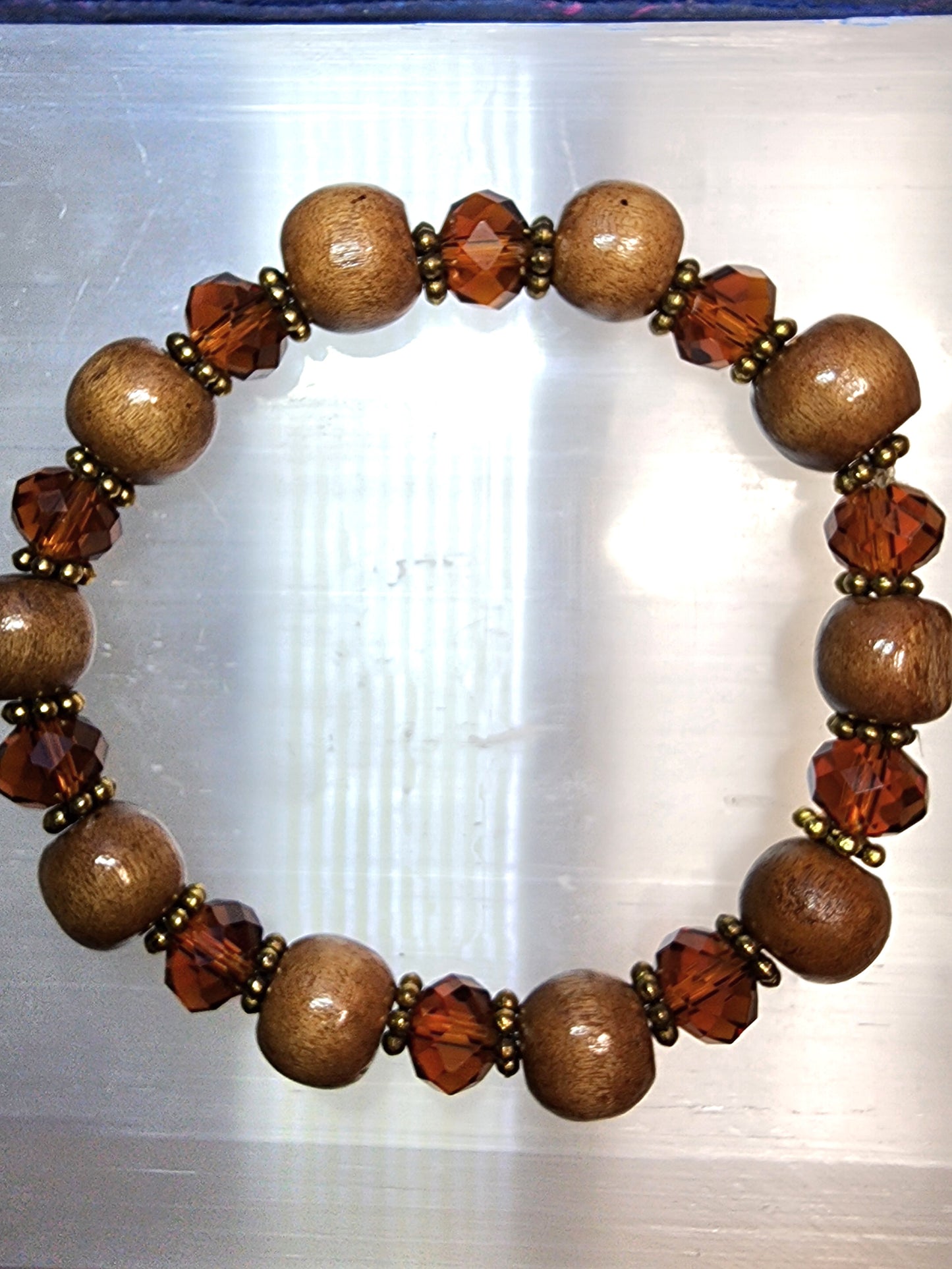 Wood and glass bracelet