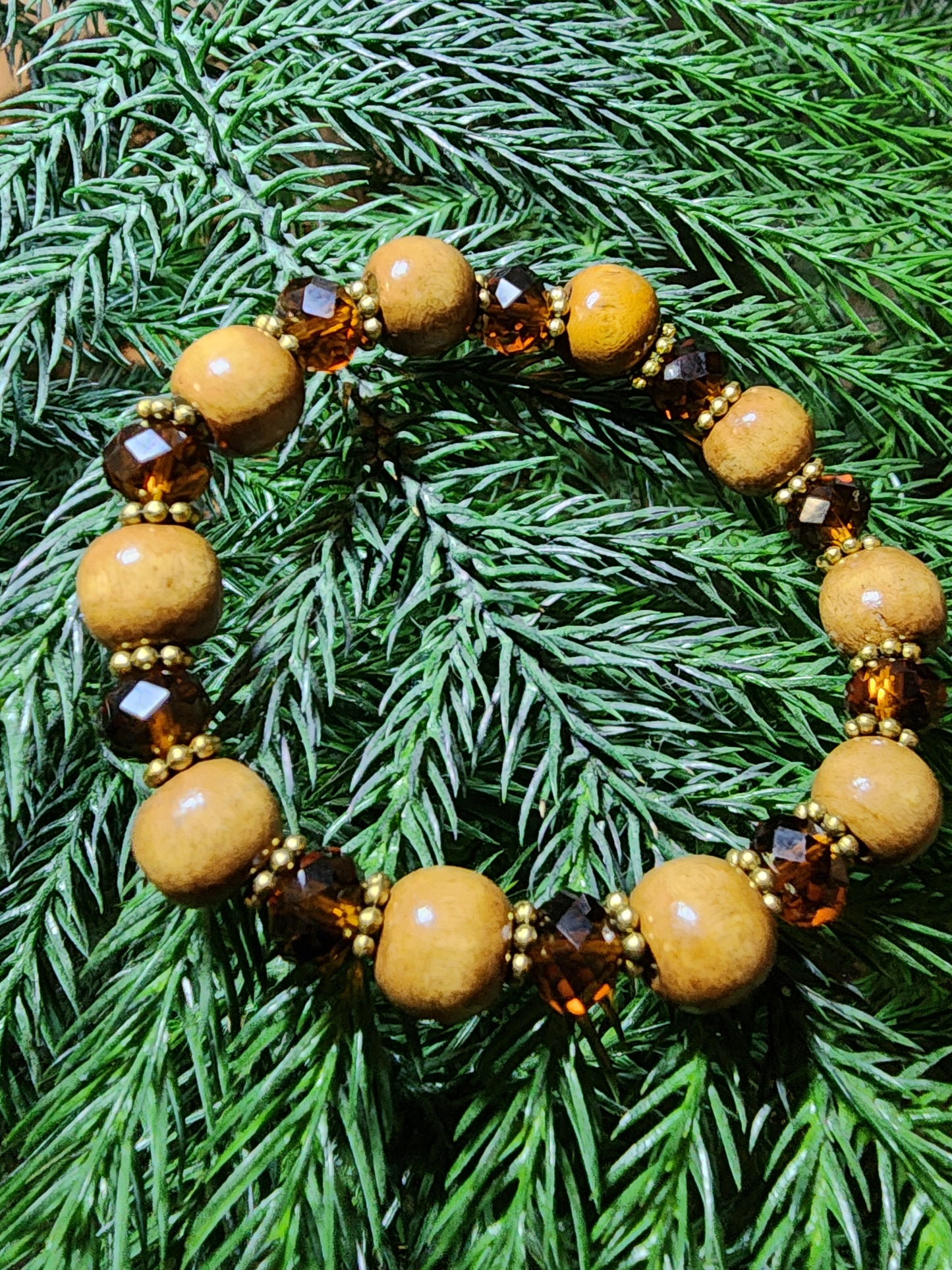Wood and glass bracelet