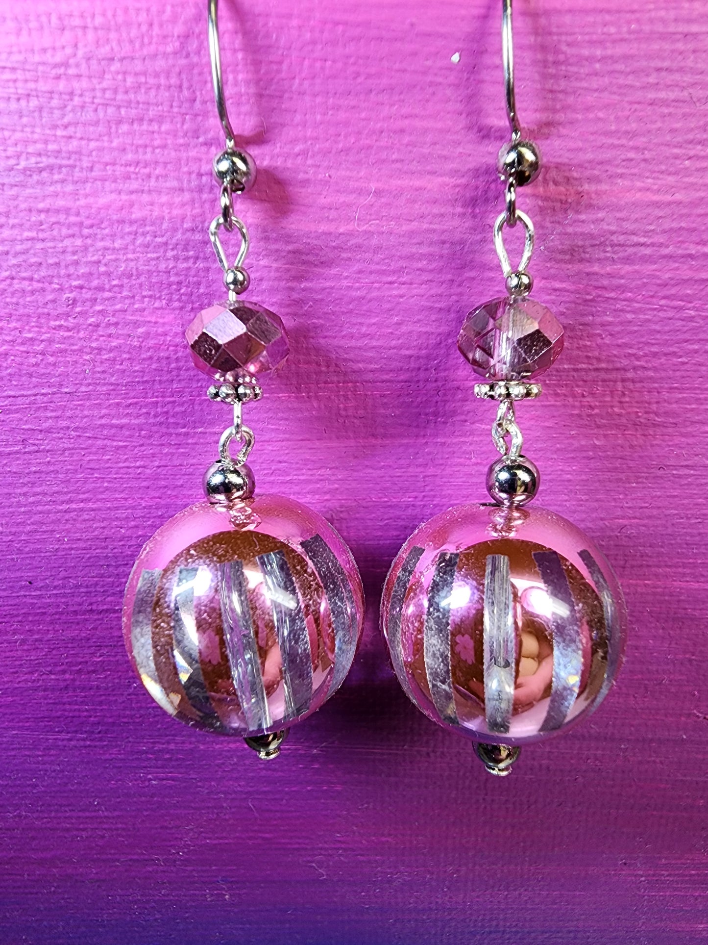 Pink bead earrings