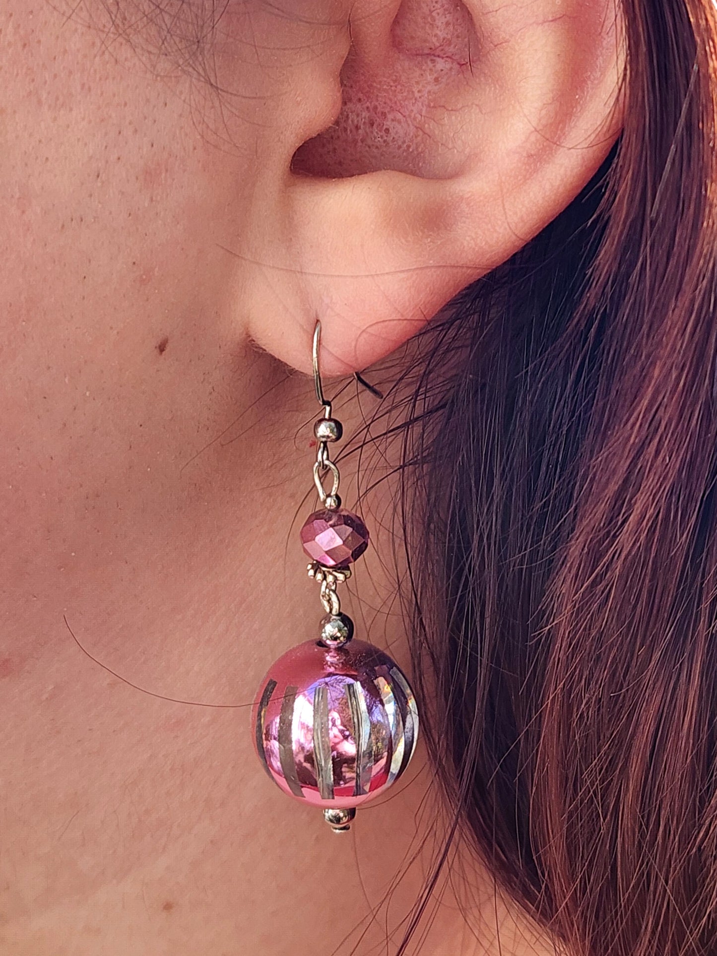 Pink bead earrings