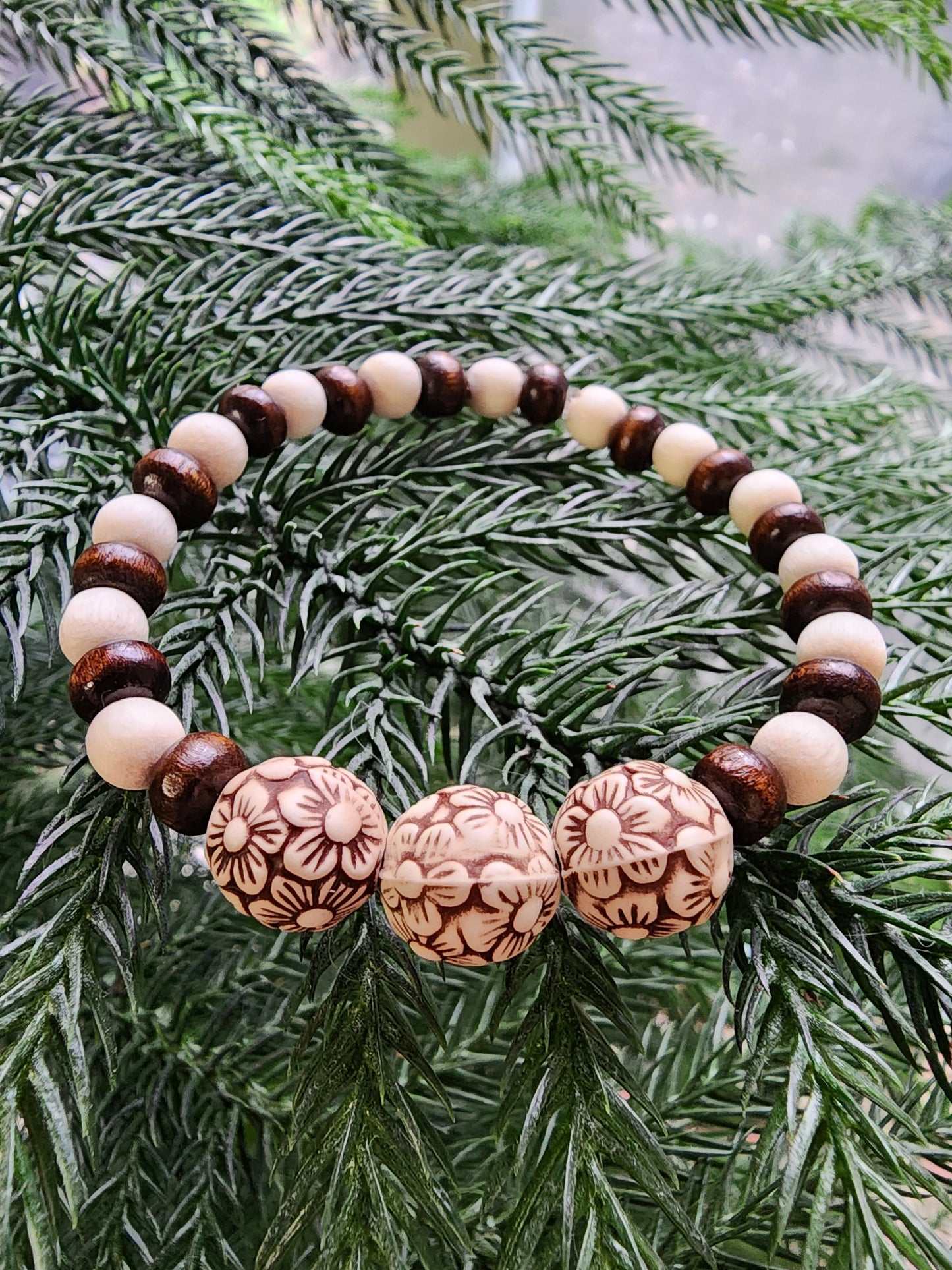 Wooden & polymer clay bracelet